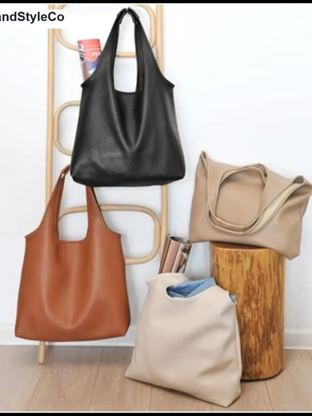 Oversized Slouchy Hobo Bag Soft Vegan Leather Tote Shopping Weekender Work